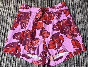 Sofia Jeans Womens L High Rise Linen Blend Paperbag Shorts Opera Mauve